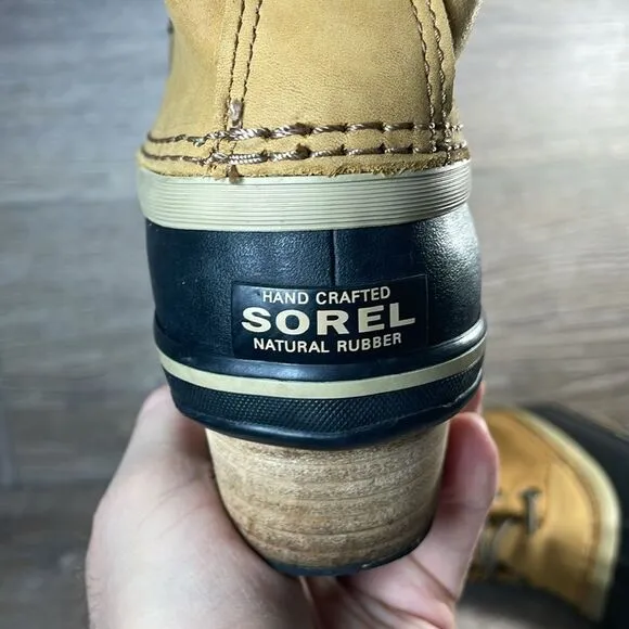 Sorel Slimpack II Lace Warm Waterproof Tan Camel Leather Women’s Sz 9 Duck Boots