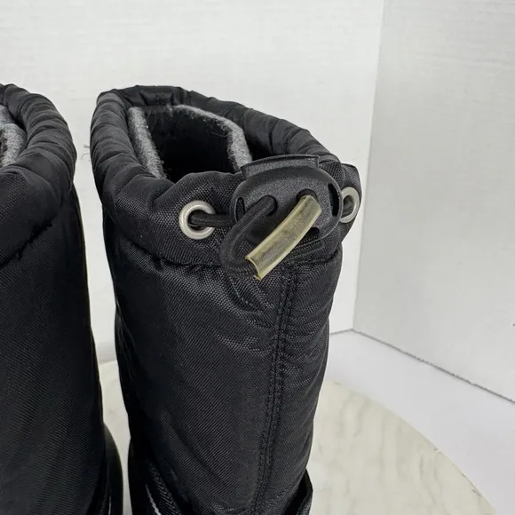 Sorel Snow Boots Youth Unisex Black Fleece Lined Ski Snow Outdoor Warm Size 2