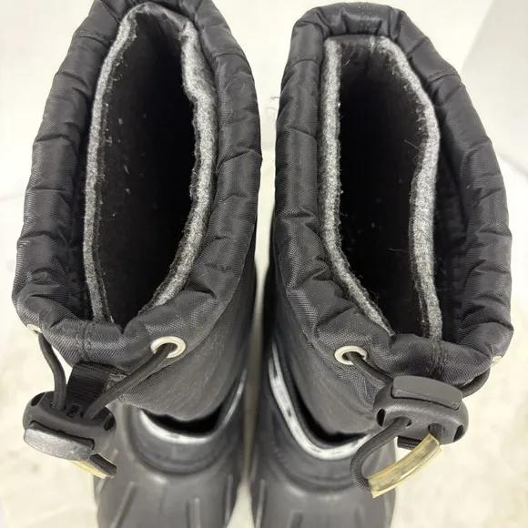 Sorel Snow Boots Youth Unisex Black Fleece Lined Ski Snow Outdoor Warm Size 2