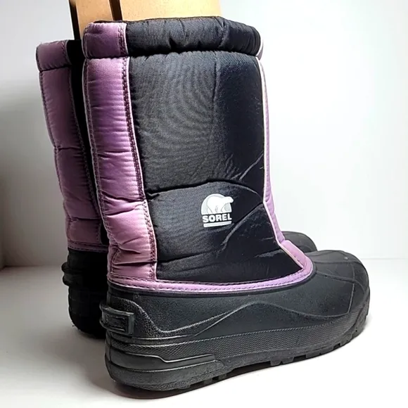 Sorel Snow Command Boots Winter Waterproof Insulation Traction Black Purple 6