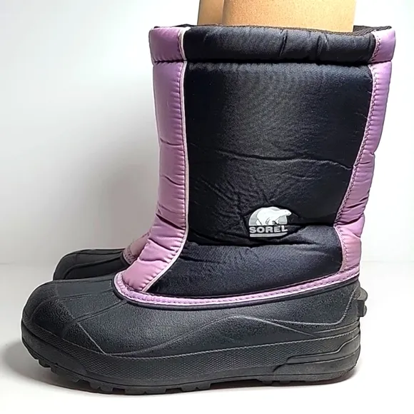 Sorel Snow Command Boots Winter Waterproof Insulation Traction Black Purple 6