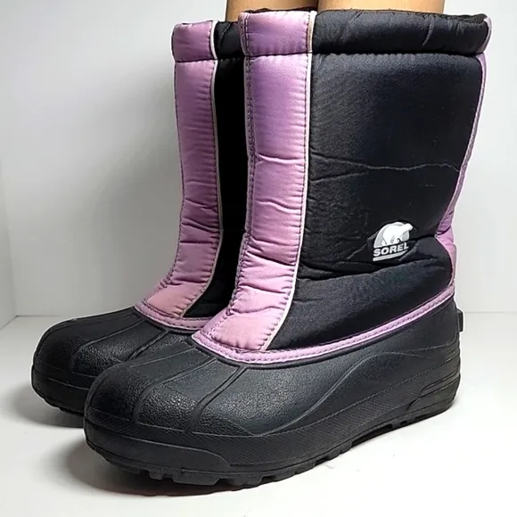 Sorel Snow Command Boots Winter Waterproof Insulation Traction Black Purple 6