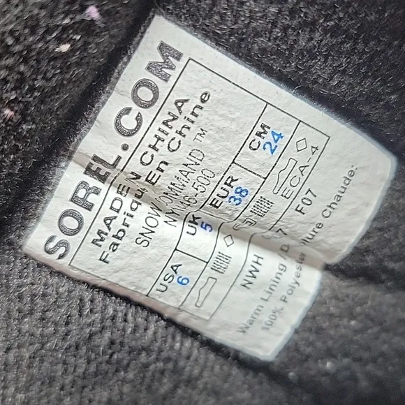 Sorel Snow Command Boots Winter Waterproof Insulation Traction Black Purple 6