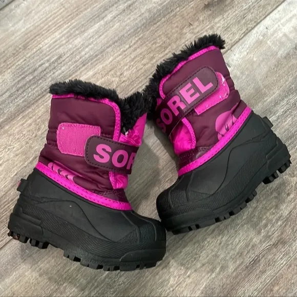 SOREL Snow Commander toddler boots purple dahlia groovy pink