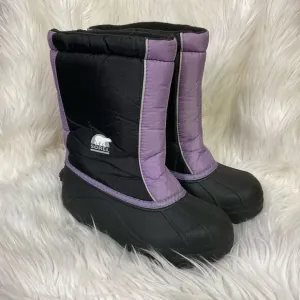 Sorel snow command black purple winter pull on boots 4