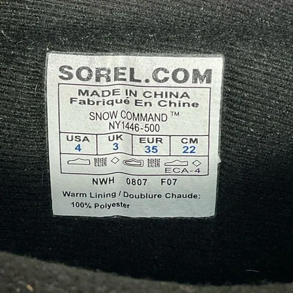 Sorel snow command black purple winter pull on boots 4
