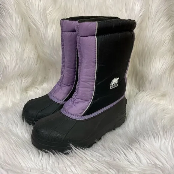 Sorel snow command black purple winter pull on boots 4