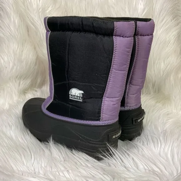 Sorel snow command black purple winter pull on boots 4