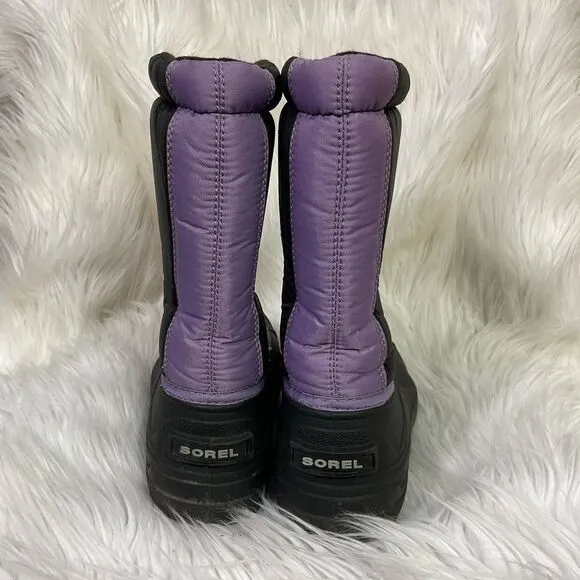 Sorel snow command black purple winter pull on boots 4