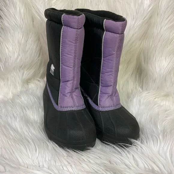 Sorel snow command black purple winter pull on boots 4