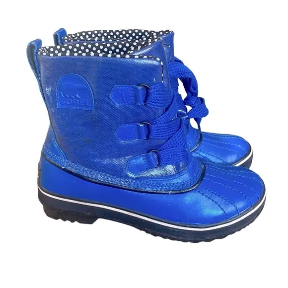 Sorel Tivoli Cobalt Blue Rain Snow Lace Up Boots 7.5
