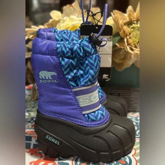Sorel Toddler Blue/Purple Snow Boots Double Lined Insulated Felt Liner US 5 New