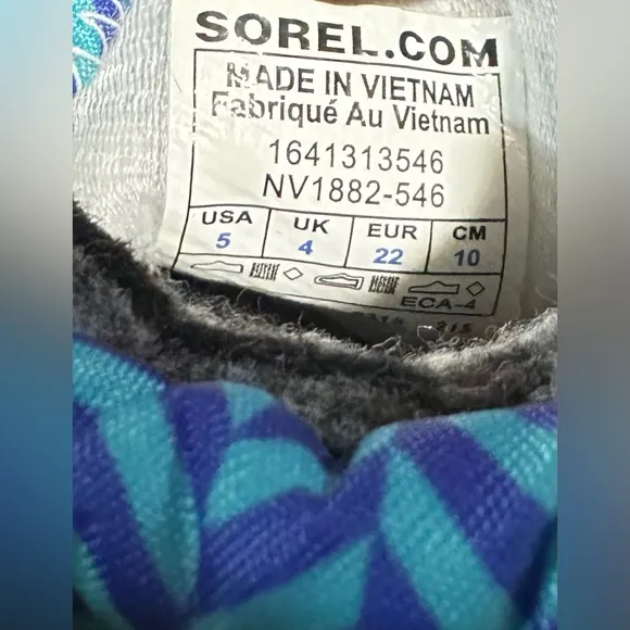 Sorel Toddler Blue/Purple Snow Boots Double Lined Insulated Felt Liner US 5 New