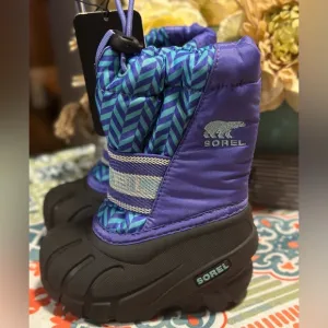 Sorel Toddler Blue/Purple Snow Boots Double Lined Insulated Felt Liner US 5 New