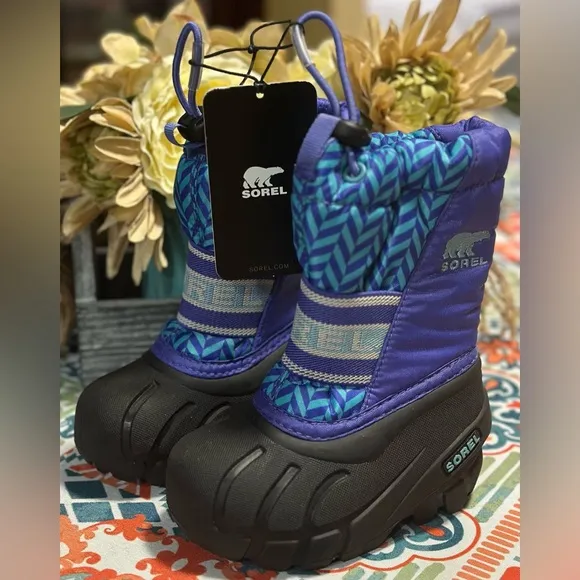 Sorel Toddler Blue/Purple Snow Boots Double Lined Insulated Felt Liner US 5 New