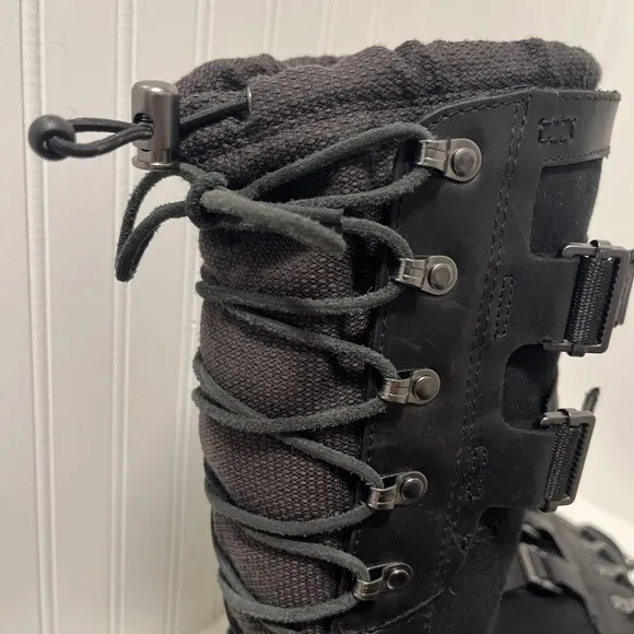Sorel Women's Conquest Carly II Waterproof Duck Black Leather Suede Lace Up US 8