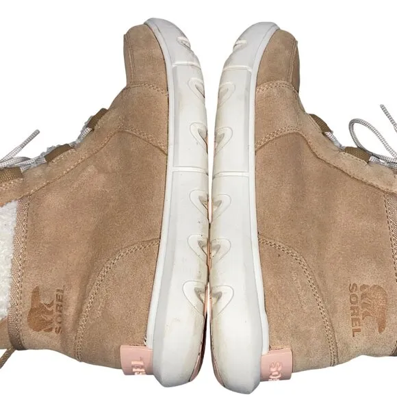 Sorel Women's Explorer Next Carnival Waterproof suede Boots Tan size 8 cozy cute