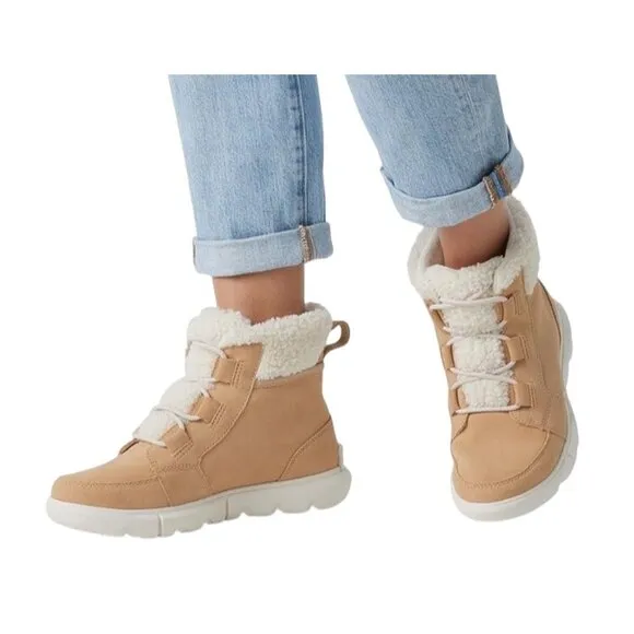 Sorel Women's Explorer Next Carnival Waterproof suede Boots Tan size 8 cozy cute