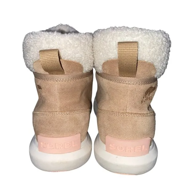 Sorel Women's Explorer Next Carnival Waterproof suede Boots Tan size 8 cozy cute