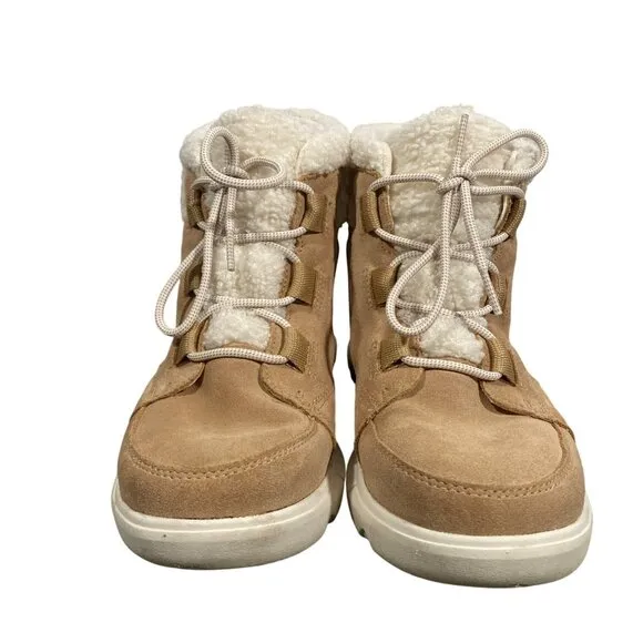 Sorel Women's Explorer Next Carnival Waterproof suede Boots Tan size 8 cozy cute