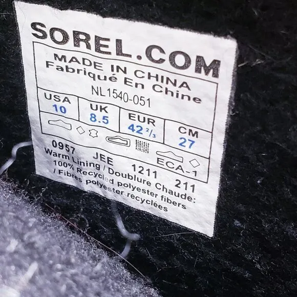 SOREL Womens Joan Of Arctic NL 1540-051 Gray Waterproof Snow Winter Boots Sz 10