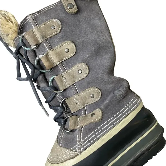 SOREL Women's Joan Of Arctic NL 1540-051 Gray/Tan Waterproof Snow Winter Boots 7