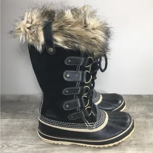 Sorel Womens Joan of Arctic Snow Black Waterproof Leather Boots NL1540 Size 8