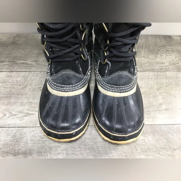 Sorel Womens Joan of Arctic Snow Black Waterproof Leather Boots NL1540 Size 8