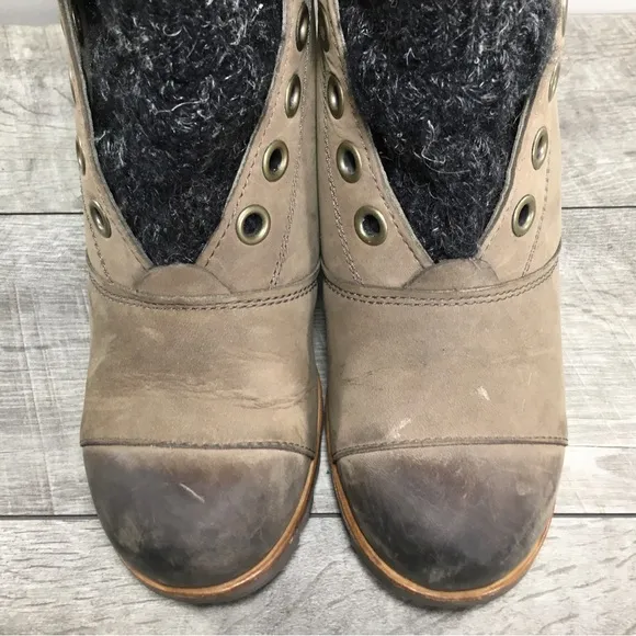 Sorel Womens NL2336 Joanie Sweater Leather Wedge Winter Snow Ankle Boots Size 8