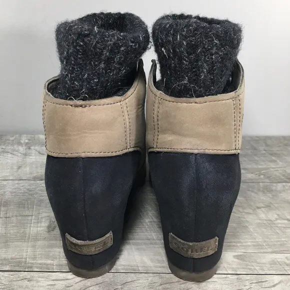 Sorel Womens NL2336 Joanie Sweater Leather Wedge Winter Snow Ankle Boots Size 8
