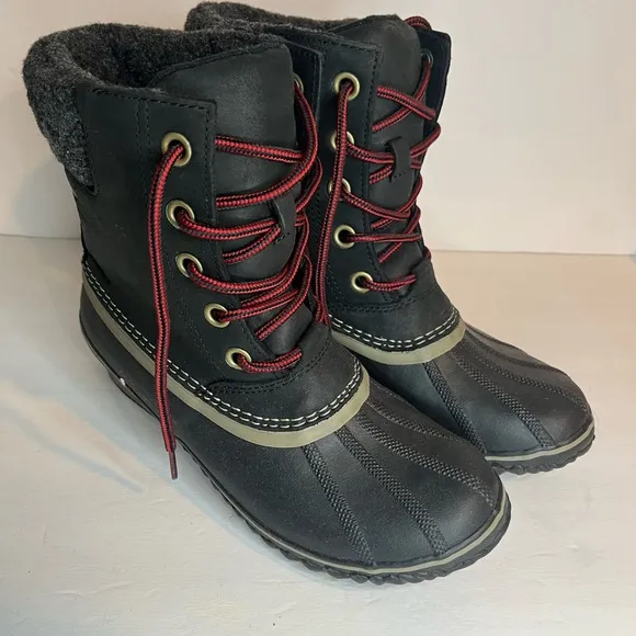 Sorel Women’s Slimpack Lace II Snow Boots Black Kettle Size 10