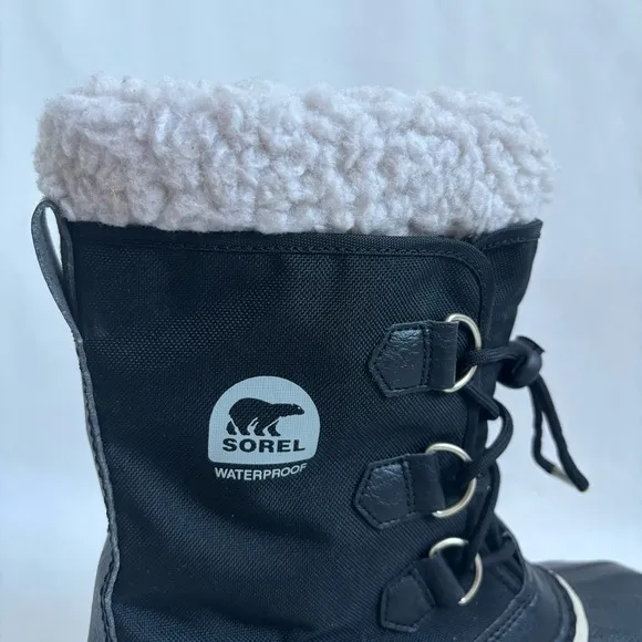 Sorel Yoot Pac Nylon Snow Winter Boots Black and White Size 5