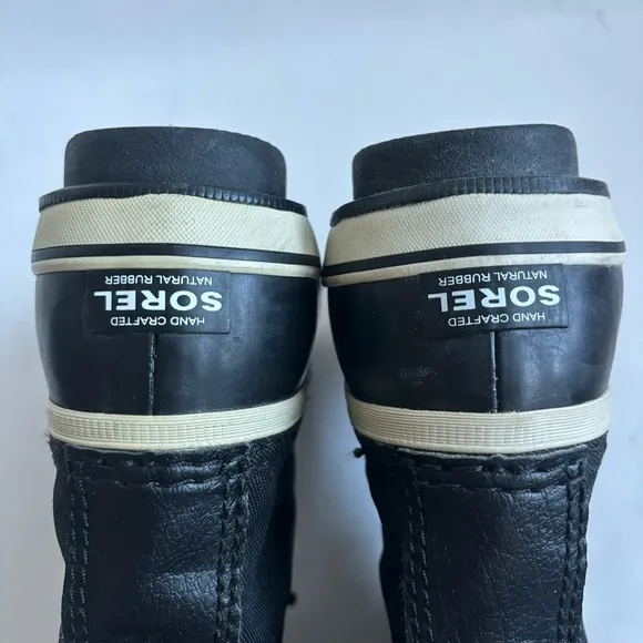Sorel Yoot Pac Nylon Snow Winter Boots Black and White Size 5