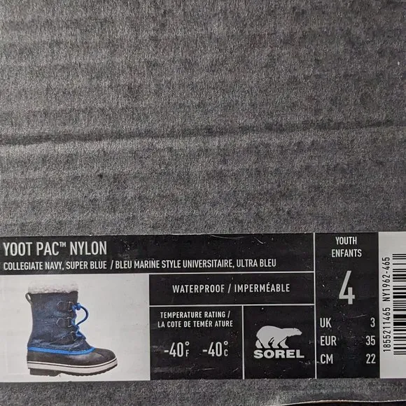 Sorel Yoot Pac Nylon Winter Boots, Blue, Big Kids 4 M