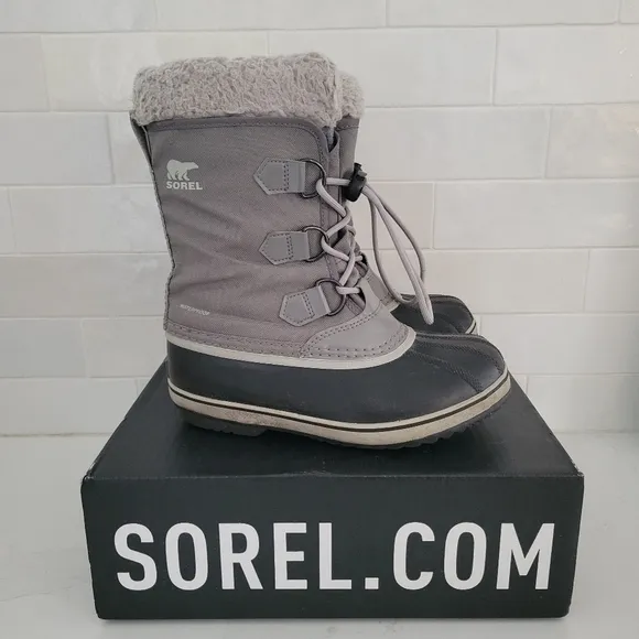 Sorel Youth Yoot Pac TP Waterproof Winter Snow Boots Gray Black Big Kids Size 3
