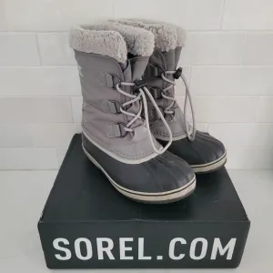 Sorel Youth Yoot Pac TP Waterproof Winter Snow Boots Gray Black Big Kids Size 3