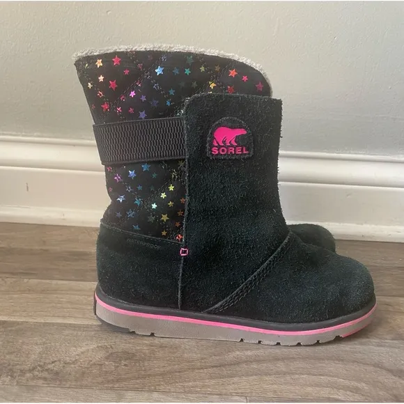 Sorel Youth's Rylee Faux Fur-Lined Waterproof Suede Star Pattern Boots Size 4