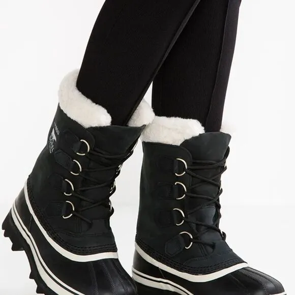Sorel Caribou Black Waterproof Fleece Lined Snow Boots Sz 7