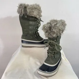 Sorel Joan of Arctic tall green winter boots sz 6 suede leather water resistant