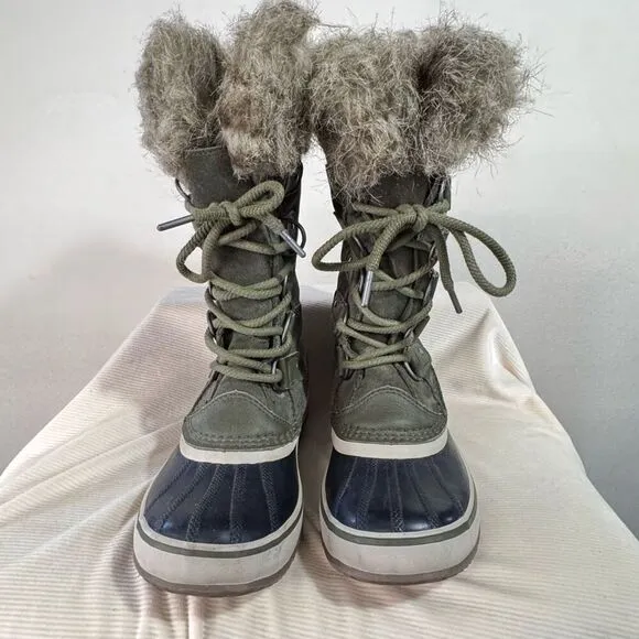 Sorel Joan of Arctic tall green winter boots sz 6 suede leather water resistant