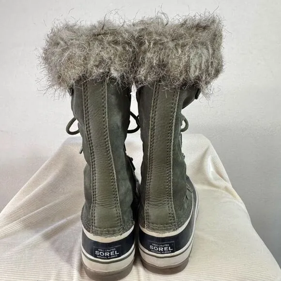 Sorel Joan of Arctic tall green winter boots sz 6 suede leather water resistant