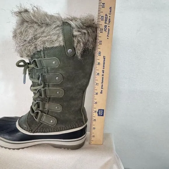 Sorel Joan of Arctic tall green winter boots sz 6 suede leather water resistant