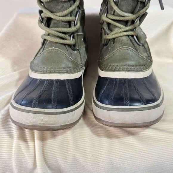 Sorel Joan of Arctic tall green winter boots sz 6 suede leather water resistant