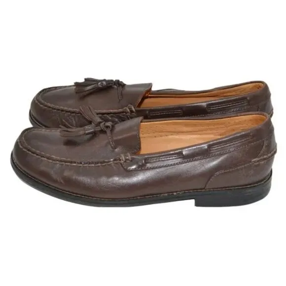 Sperry Gold Mens Dark Brown Leather Tassel Memory Foam Dress Loafers Shoes 10
