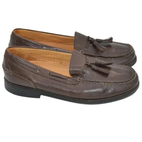 Sperry Gold Mens Dark Brown Leather Tassel Memory Foam Dress Loafers Shoes 10