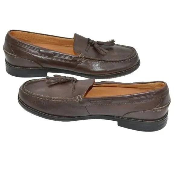 Sperry Gold Mens Dark Brown Leather Tassel Memory Foam Dress Loafers Shoes 10