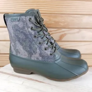 Sperry Top-Sider Men's 10 Saltwater Camo Duck Boots Lace-up Green STS23702 NEW