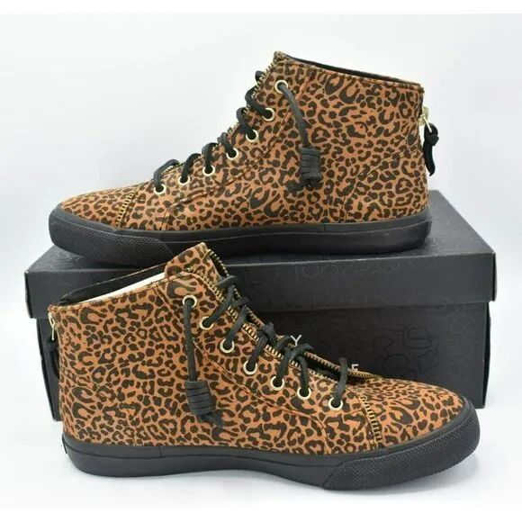 Sperry Womens Size 8 Top Sider Rebecca Minkoff High Top Leopard Print Sneakers