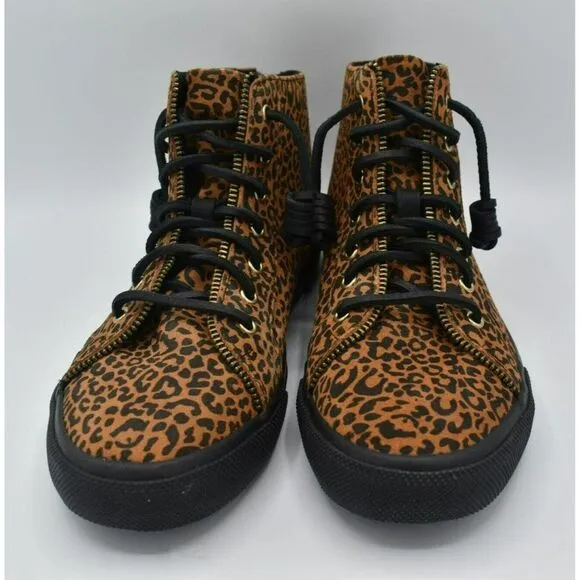 Sperry Womens Size 8.5 Top Sider Rebecca Minkoff High Top Leopard Print Sneakers
