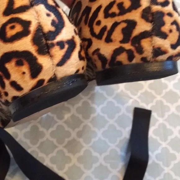 Splendid Leopard Calf Hair Tie Up Ballet Flats 8